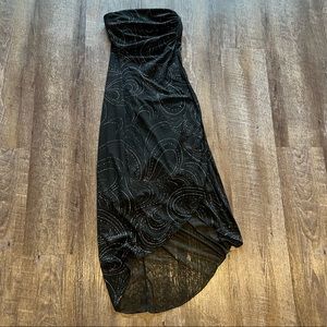 Sparkly Black Strapless Long Dress